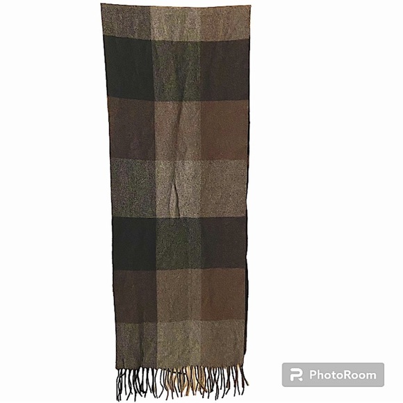 Jos A. Bank Men’s 100% Cashmere Bold Block Print Scarf in Brown Gray and Black. - Picture 1 of 3